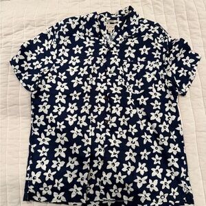 J. Crew Hemp Cotton Floral Short Sleeve Shirt